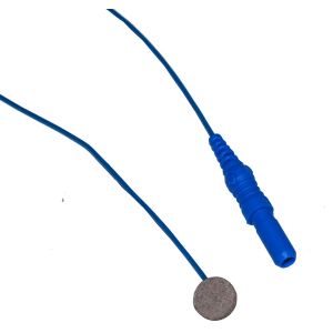 8mm Sintered Silver/Silver Chloride disc with 48 inch lead - Blue